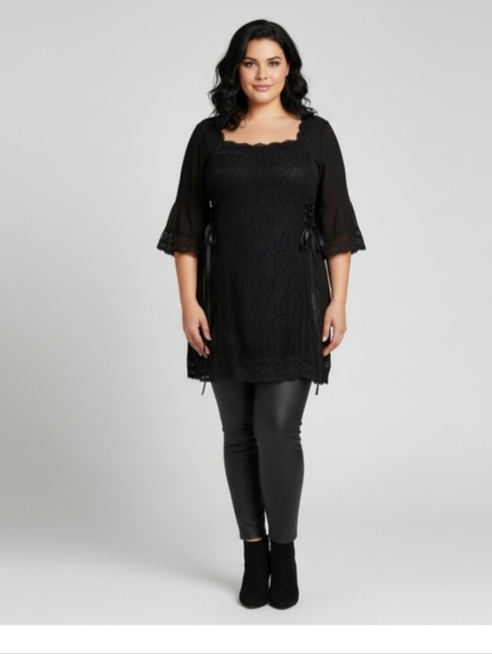 Dare to Wear Elegance Top 1X 12 14 XL Black